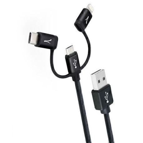 Akashi Câble 3 en 1 Charge/Sync USB - Micro USB/Mini USB